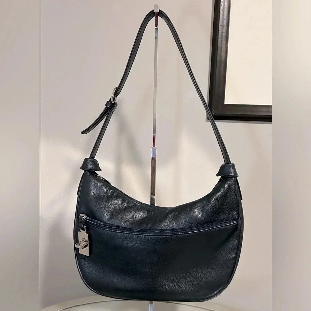 Gently Used AURELLE Navy Blue Leather Shoulder Bag
